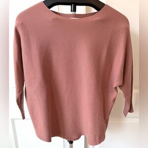 Vera Moda Dusty Rose Knit Top Relaxed Fit 3/4 Sleeve Lightweight Sweater Size M